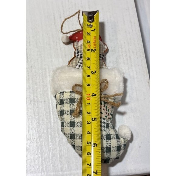 Handcrafted Christmas Ornaments Rustic Fabric Set Of 3 Angel Dove Stocking - Picture 12 of 12